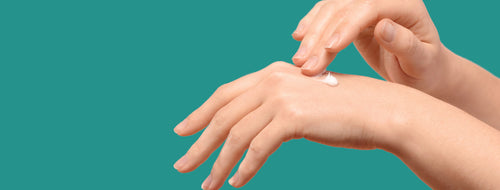 Woman's hand with True North's Chaga infused hand cream
